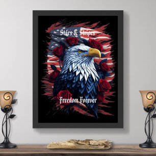 Poster Drapeau américain Stars Stripes Freedom Forever Ea
