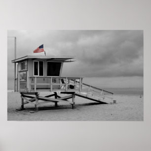 Poster Drapeau américain sur le maître nageur Shack