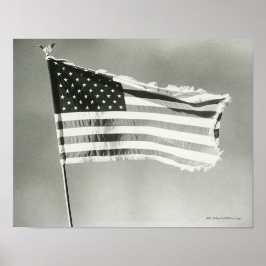 Poster Drapeau américain sur mât (Devant)