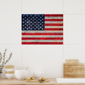 Poster Drapeau américain sur un mur de briques (Cuisine)