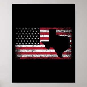 Poster Drapeau Américain Texas 4 Juillet Cadeau Vintage H