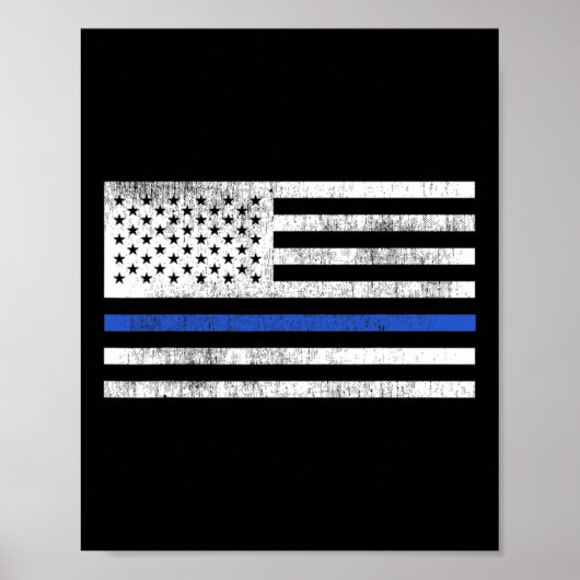 Poster Drapeau américain Thin Blue Line Défendre la polic (Devant)