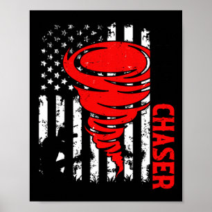 Poster Drapeau américain Tornado Storm Chaser O