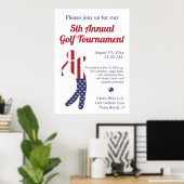 Poster Drapeau américain | Tournoi de golf (Bureau à domicile)