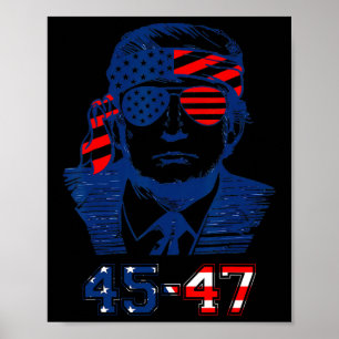 Poster Drapeau américain Trump 2024