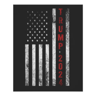 Poster Drapeau américain Trump 2024 en détresse cadeau Vi