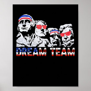Poster Drapeau américain Usa Dream Team Drôle Patriote Ré