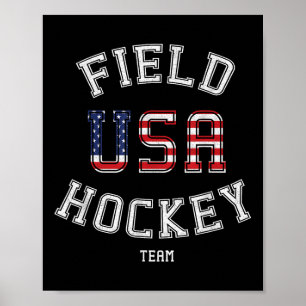 Poster Drapeau Américain Usa Joueur De Hockey Sur Gazon C