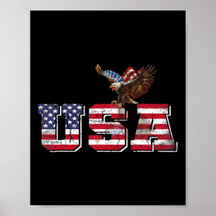 Poster Drapeau américain Usa Patriotique 4 juillet Aigle