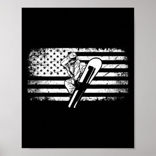 Poster Drapeau américain Vêtements de snowboard - Snowboa (Devant)