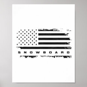 Poster Drapeau américain Vêtements de snowboard - Snowboa