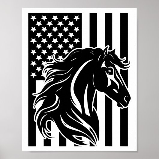 Poster Drapeau américain Vêtements d'équitation - Cheval (Devant)