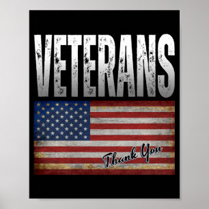 Poster Drapeau américain VÉTÉRANS MERCI 4 JUILLET