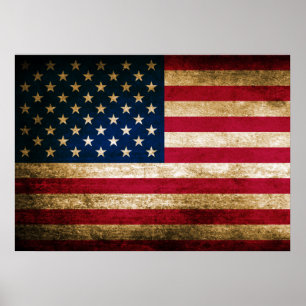 Poster Drapeau américain vintage