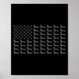 Poster Drapeau Américain Vintage Dachshund Papa Wein Patr