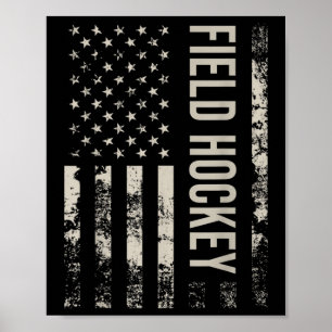 Poster Drapeau américain vintage de hockey sur gazon