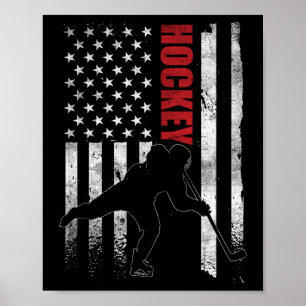 Poster Drapeau américain vintage de hockey sur glace Joue