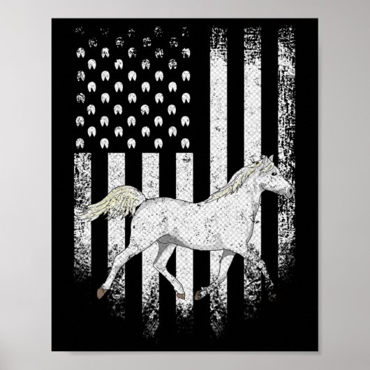 Poster Drapeau américain vintage Drapeau arabe Cheval (Devant)