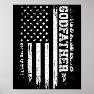 Poster Drapeau américain vintage Godfather 4 juillet USA