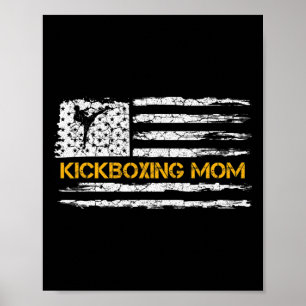 Poster Drapeau américain vintage Mma kickboxing Fighter M