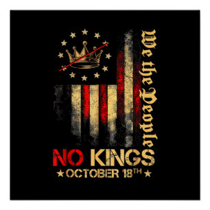 Poster Drapeau américain vintage No Kings America 1776 18