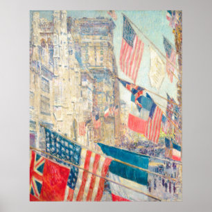 Poster Drapeau américain vintage NYC 5ème Ave Art patriot