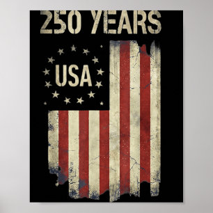 Poster Drapeau américain vintage pour le 250e anniversair