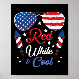 Poster Drapeau Américain Vintage Rouge Blanc Et Cool Patr