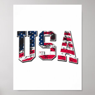 Poster Drapeau américain vintage Usa 
