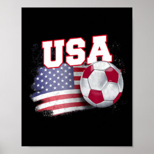 Poster Drapeau américain vintage Usa ballon de football T