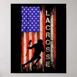 Poster Drapeau américain vintage Usa Joueur de crosse Équ