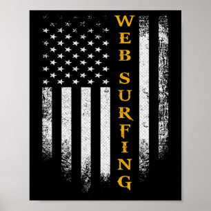 Poster Drapeau américain vintage Usa Web Surfant Drôle Su