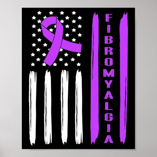 Poster Drapeau américain violet fibromyalgie (Devant)