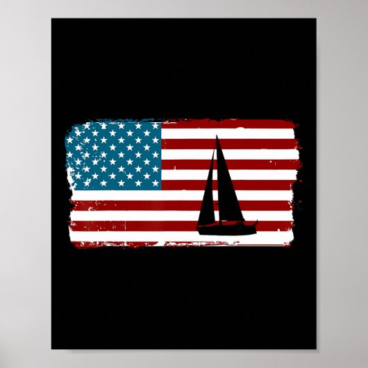 Poster Drapeau américain Voile Cadeau de bateau mignon  (Devant)
