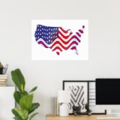 POSTER DRAPEAU AMÉRICAIN WAVY (Bureau à domicile)