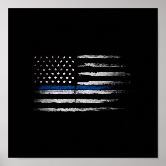 Poster Drapeau American Thin Blue Line (Devant)