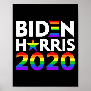 Poster Drapeau arc-en-ciel de la fierté gay LGBT Biden Ha