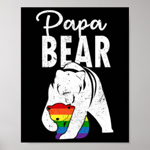 Poster Drapeau arc-en-ciel de la fierté gay Papa Ours Lgb