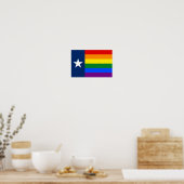 Poster Drapeau arc-en-ciel du Gay pride LGBT du Texas (Cuisine)