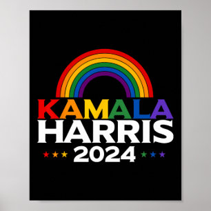 Poster Drapeau arc-en-ciel Harris 2024 Fierté Gay Lgbt