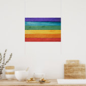 Poster Drapeau arc-en-ciel texturé en bois (Cuisine)