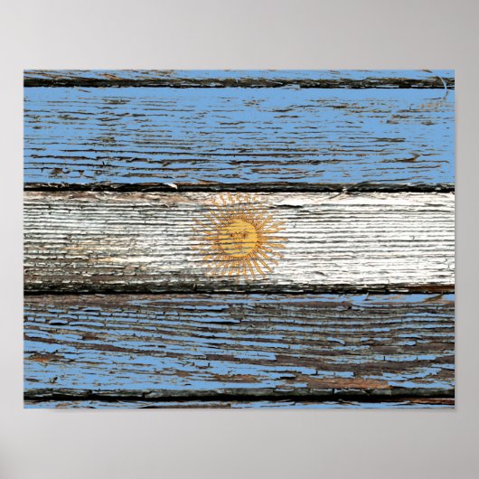 Poster Drapeau argentin avec effet de grain de bois brut (Devant)
