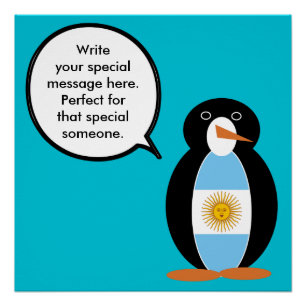 Poster Drapeau argentin Manchot Ms Personalisé