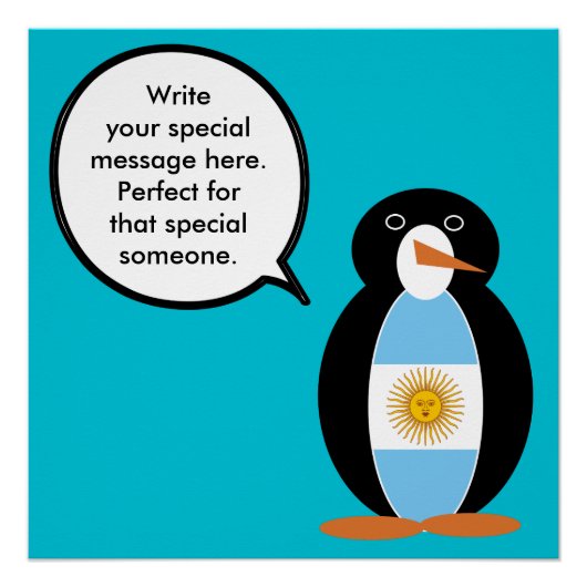 Poster Drapeau argentin Parlant de Mme Penguin Personnali (Devant)