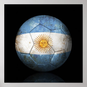 Poster Drapeau argentin porté Football de football balle