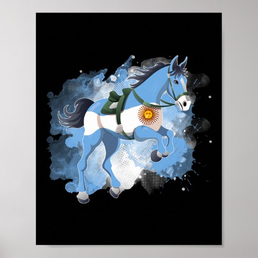 Poster Drapeau Argentine équitation (Devant)