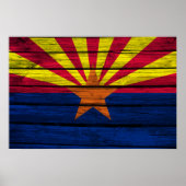 Poster Drapeau Arizona Bois rustique (Devant)