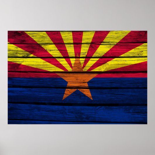 Poster Drapeau Arizona Bois rustique (Devant)