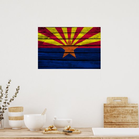 Poster Drapeau Arizona Bois rustique (Cuisine)