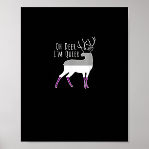 Poster Drapeau Asexué Oh Cerf Fierté Queer Drôle Design L